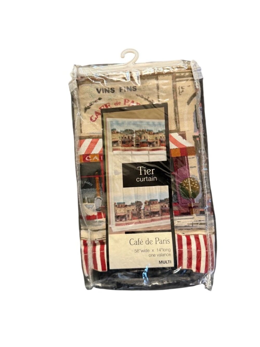 Cafe De Paris 58" X 14" Cotton Valance Tier Curtain Multi-Color New